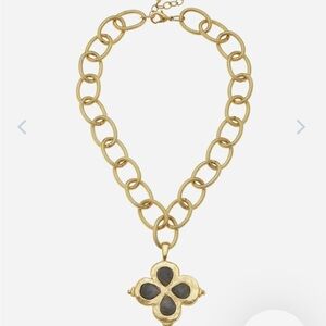 Susan Shaw Labradorite Gold Clover Necklace